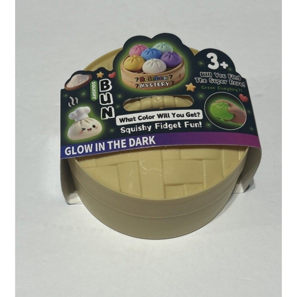 Glow in the Dark Squishy Bun Mystery Dumpling Fidget Toy with Steamer Case NWT